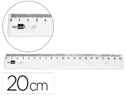 Regla Liderpapel plástico irrompible transparente 20cm.